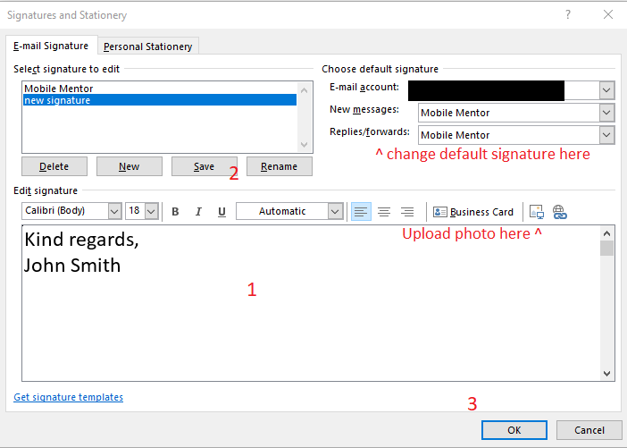how to add a permanent signature line on outlook emails